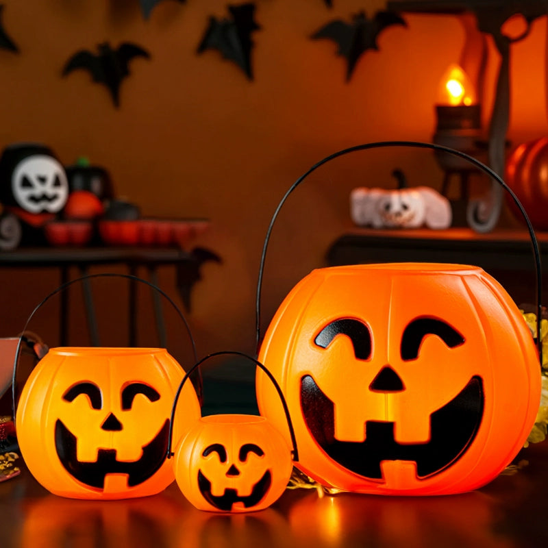 3 Pack 7 Inch Halloween Pumpkin Buckets