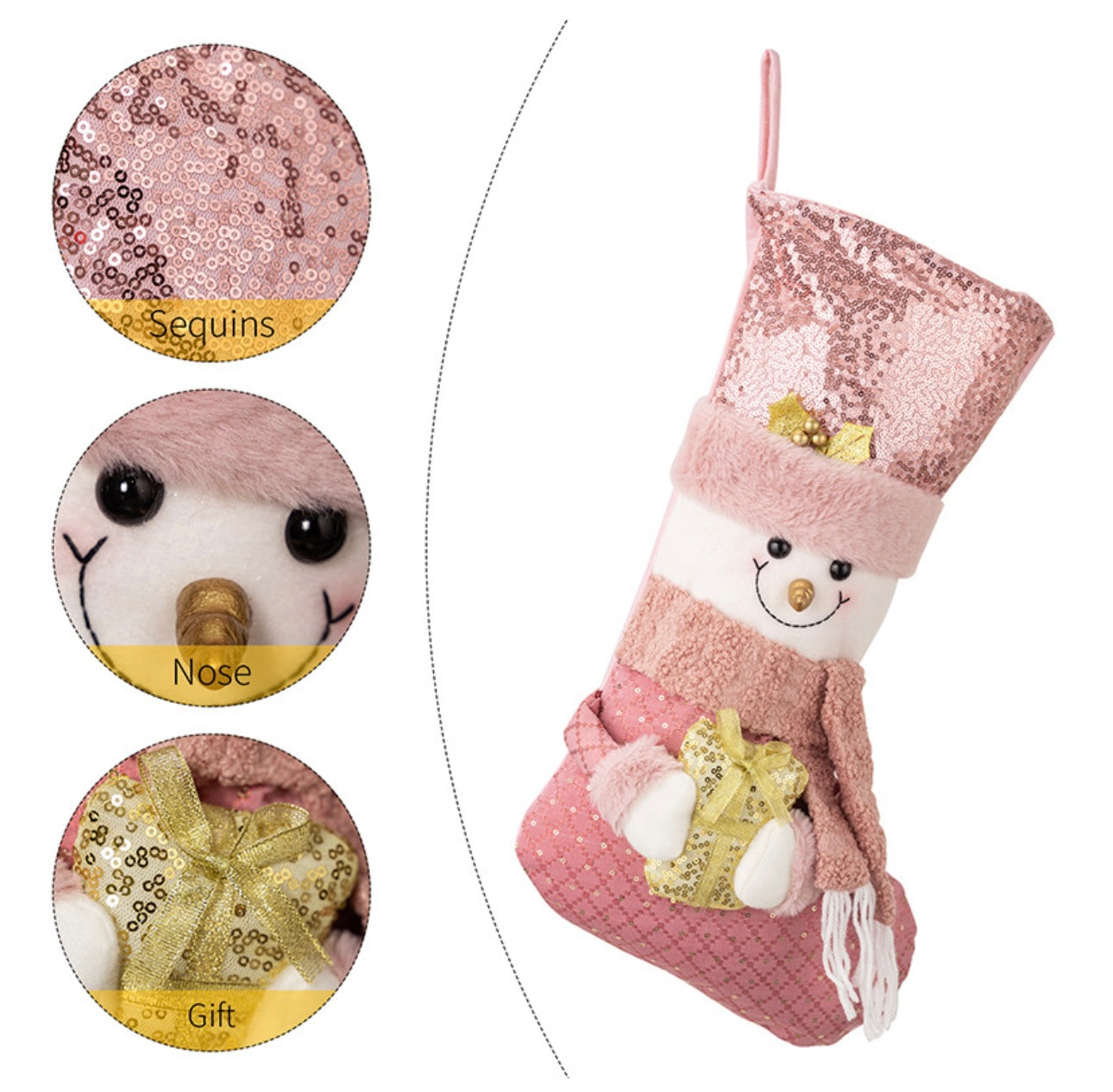 Pink Sequins Christmas Stockings