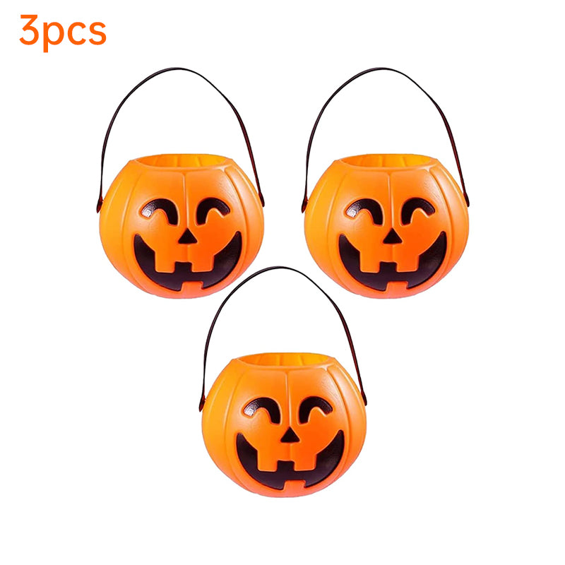 3 Pack 7 Inch Halloween Pumpkin Buckets