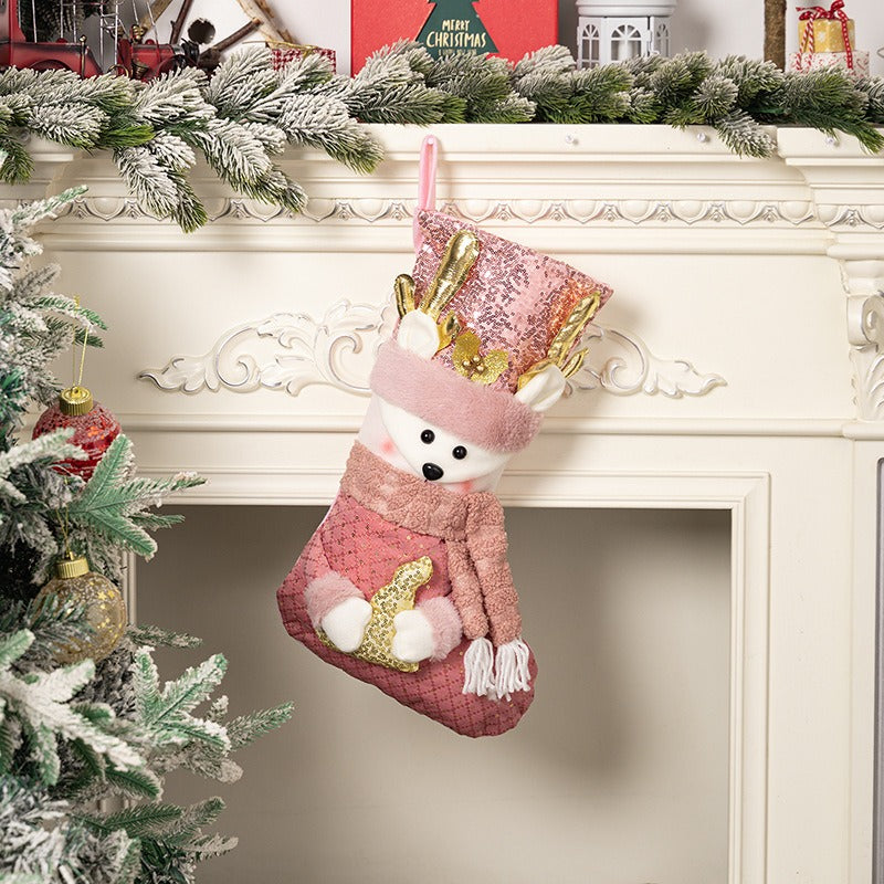 Pink Sequins Christmas Stockings
