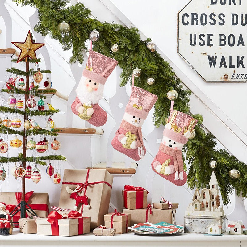 Pink Sequins Christmas Stockings