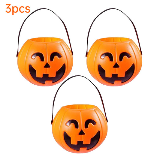 3 Pack 7 Inch Halloween Pumpkin Buckets