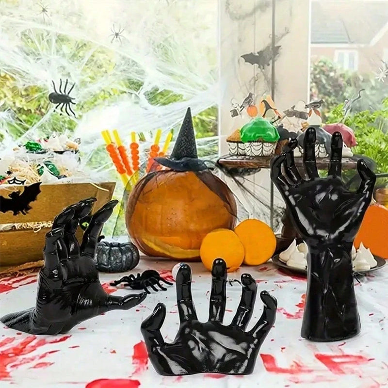 Gothic Halloween Indoor Decor: 12-Pack Bat Sticker Wall Hangings (Spooky Hands & Lit Candles)