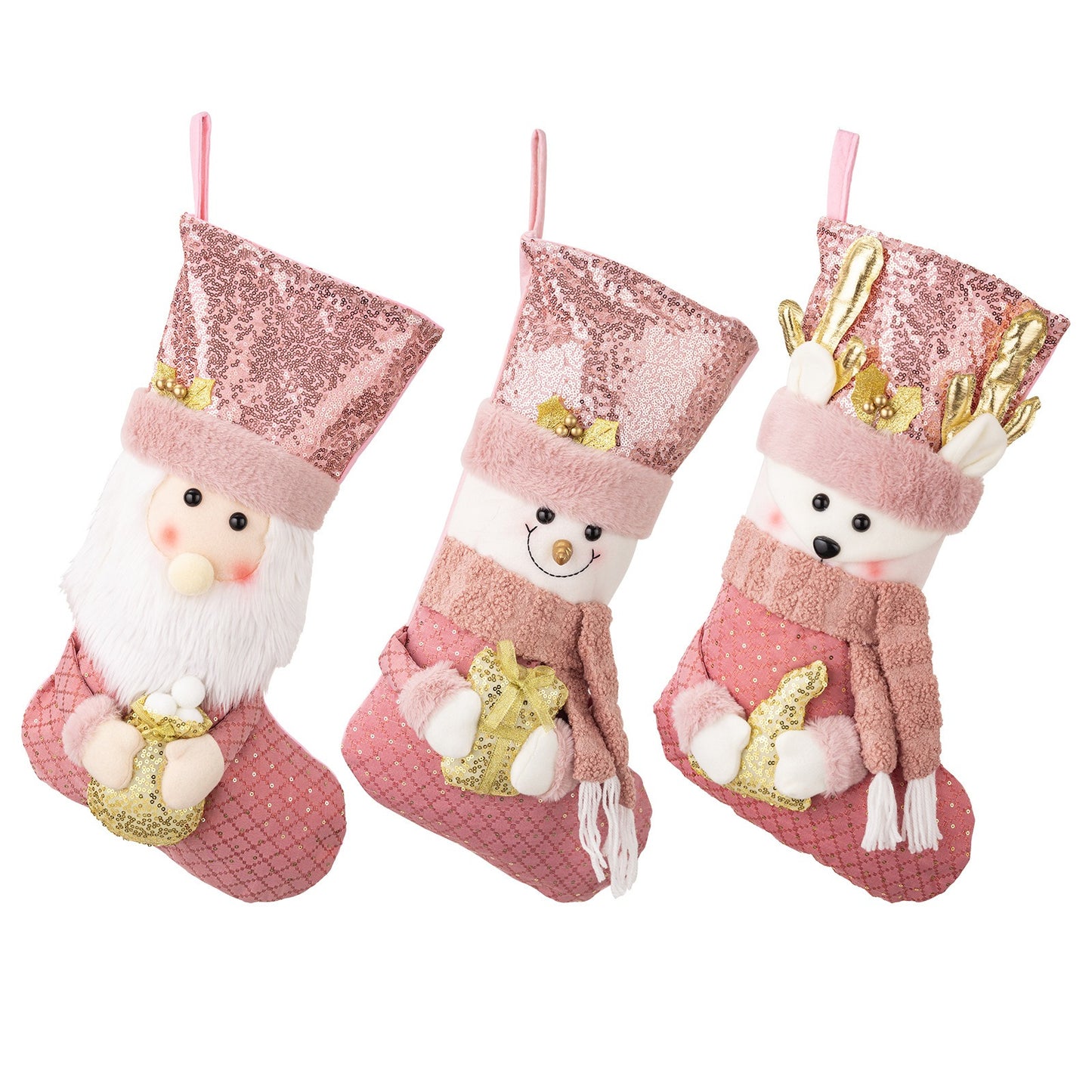 Pink Sequins Christmas Stockings