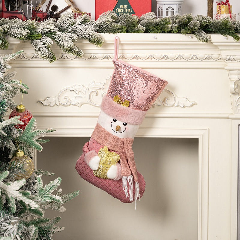 Pink Sequins Christmas Stockings