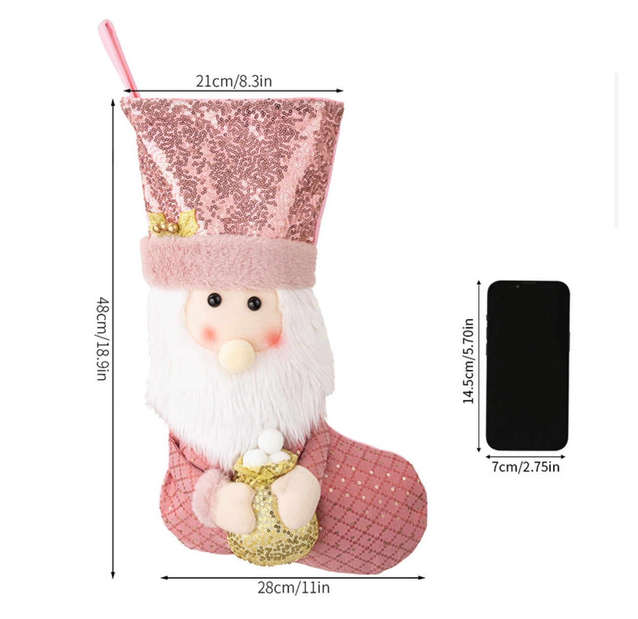 Pink Sequins Christmas Stockings