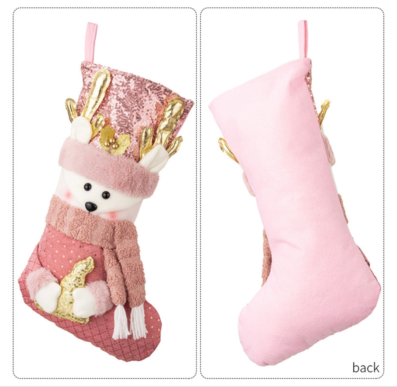 Pink Sequins Christmas Stockings